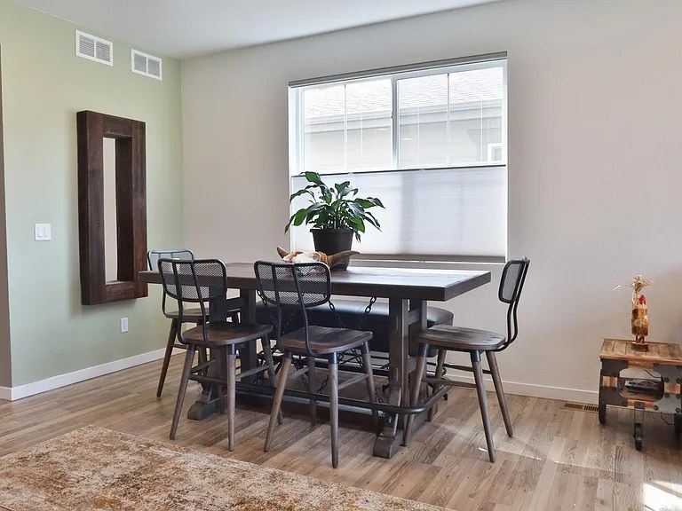 Dining area seats six